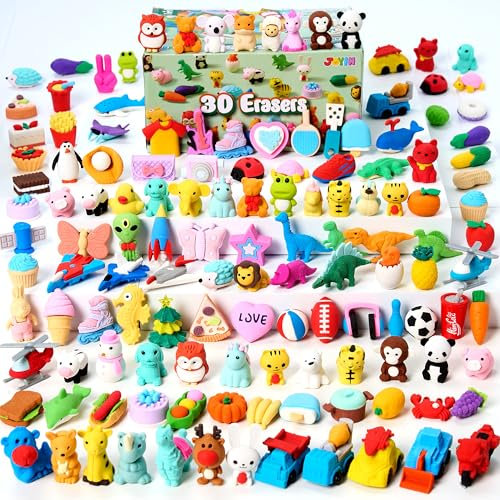 JOYIN 36 Pcs Tier 3D Radiergummis, Mini Bleistift Radiergummis für Kinder, Radiergummis Kinder Set Zoo Tiere, Lustige Radiergummis für Kinder Partygeschenke, Geburtstagsgeschenke