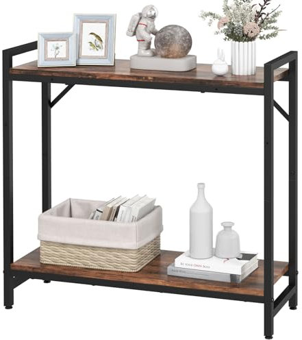 Livofloral Narrow Console Table, Small Entryway Table with 2 Support Bar, Thin Sofa Tables, Small Couch Table, Side Tables for Living Room, Hallway, Bedroom, Rustic Brown
