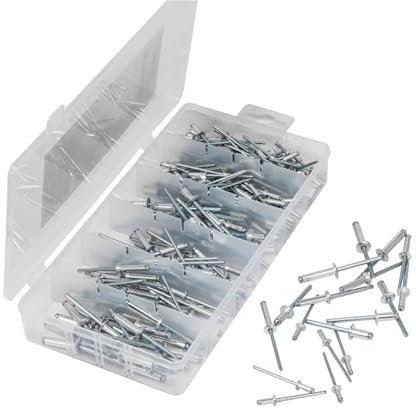 Multiple Sizes Aluminum Dome Head Blind Pop Rivets Assorted Set,215Pcs Aluminum Rivet Kit Copper Nails Remaches