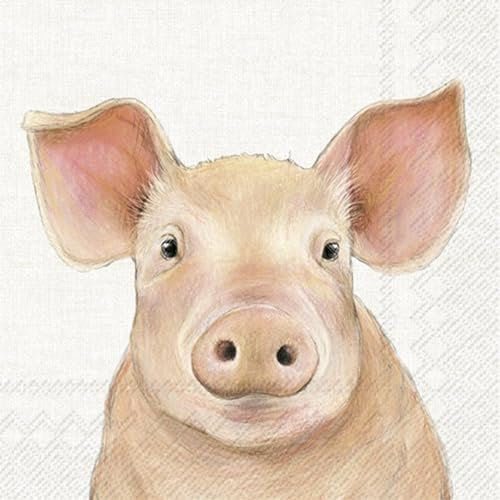 IHR Ideal Home Range - Papierservietten FARM PIG cream - Schwein 20 St. Lunch-Servietten 33 cm x 33 cm