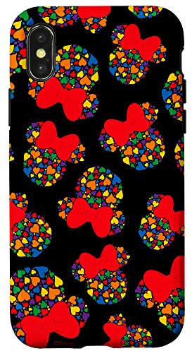Disney Minnie Mouse Icon Rainbow Hearts Black Case for iPhone X/XS