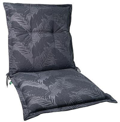 Dehner Niederlehnerpolster Lazio, Stuhlkissen wasserabweisend, Polster für Gartenstühle, ca. 50 x 52 x 50 cm, Baumwolle / Polyester / Viskose, dunkelgrau