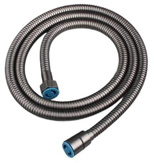 Aqxybgt Schwarzer Duschschlauch, Badezimmerarmatur, Edelstahl, weiches Badewannenrohr, 1,5 Meter Wasserleitung, Chrom, gebürstetes Gold, Grau(Gun Metal Hose)