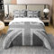 Loussiesd United 135x200cm Zipperdom Flag Union Jack Bettbezug Set 100% Baumwolle Grau UK Flag Bettwäsche Set 100% Baumwolle für Kinder Erwachsene Geometrische Daunen Alternative Weich 135x200cm