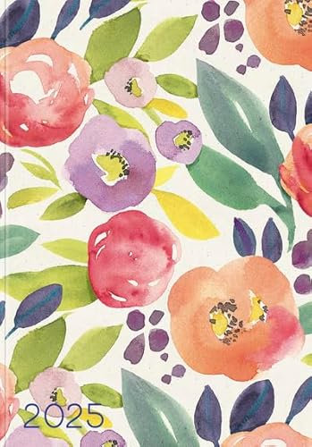 Lady-Timer Flora - Kalender 2025 - Korsch-Verlag - Taschenkalender mit hochwertigem Einband und mit einem floralen Motiv - eine Woche auf 4 Seiten - 10,5 cm x 14,8 cm
