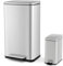 COSTWAY 40L & 6L Trash Can Combo Set, Set of 2 Stainless Steel Kitchen Rubish Bin with Detachable Inner Buckets, Stay-Open & Soft-Closing Lids, Fingerprint Proof Recycling Pedal Bin for Home Office