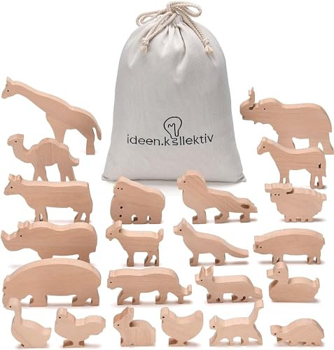 ideen.kollektiv - Systemische Tierfiguren aus Vollholz - Premium Stellvertreterfiguren für Familienaufstellung, Coaching, Therapie und Beratung - Familienbrett Figuren - Solution Board Figures