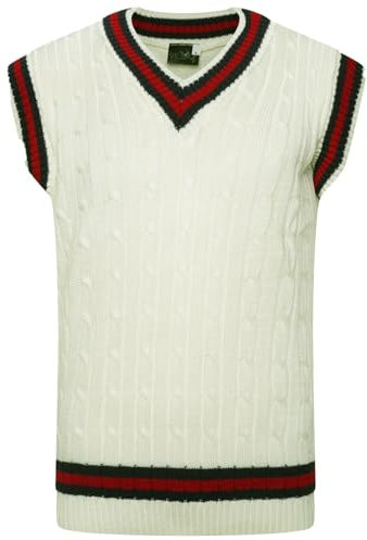 VEARZ® Pull de cricket sans manches à col en V pour adulte - Uni - Unisexe - Classique - Pour le bureau - Décontracté - Pour le sport - Taille S à 2XL, crème, S