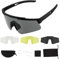 ToopMount Lunettes de Sport, Lunettes de Tir Tactiques Antibuée avec 3 Verres Interchangeables, Lunettes de Protection UV400 Airsoft, Lunettes pour Cyclisme, Randonnée, Course à Pied (Monture Noire)