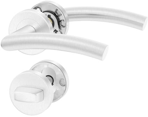 ERGO line OTTO Edelstahl Türbeschlag für Badtüren WC, Rund-Rosette, Türgriff für Türen, Drückergarnitur, Türbeschlag, Türklinken Innentüren, Türdrücker