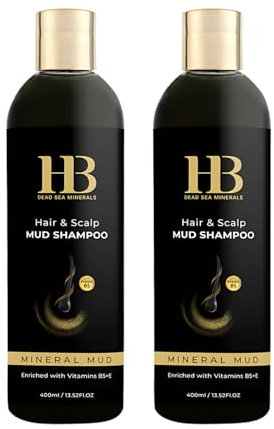 HB Dead Sea Minerals 2x 400ml Shampoo Damen mit Totes Meer Schlamm – Tiefenreinigungsshampoo für gesunde Kopfhaut & Haarpflege – Vitamin E, Shea Butter Keratin Shampoo