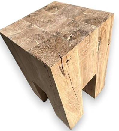 Eichenhocker, Holzstuhl aus Eiche, Hocker aus Eiche, Stuhl aus massiver Eiche, Schemel (25x25x45cm, Eiche natur)