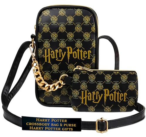 Get Trend Harry Potter Handtasche Mädchen Umhängetasche Damen mit Geldbörse Schultertasche Kinder Tasche Handy (Schwarz Harry Potter)