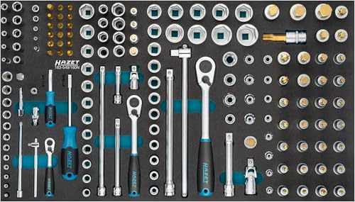 Hazet Steckschlüssel-Satz 163-549/160N, 1/4 Zoll (6,3 mm) Vierkant | Länge 691 mm, Breite 392 mm, Höhe 70 mm, 11500 g, HAZET Safety-Insert-System (SIS), 179XL , 179NXL , 179XXL , 179NXXL