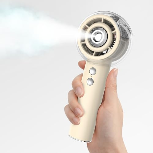 Hotsales Handheld Misting Fan, Portable Rechargeable Personal Fan with Mist | 4 Speeds, 25 ml Water Spray Tank, Rechargeable Turbo Fan Mister for Women and Men, Home, Office, Travel, Outdoor and Camping