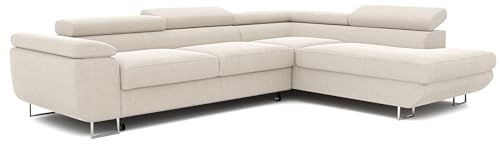 IDOHOME Ecksofa mit Schlaffunktion und Bettkasten 274x203 - Stoff Monolith - Verstellbare Kopfstützen - Couch mit Schlaffunktion - Schlafsofa mit Bettkasten - Couch - Rechts