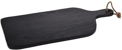 Tabla de Cortar de Madera de Caucho con Mango y Color Negro 58x28x2cm