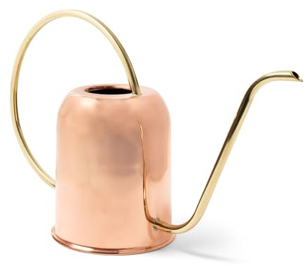 Regadera de Cobre para Plantas de Interior – 48 onzas de Boquilla Larga precisa pequeña Lata de Agua para Plantas, bonsái, suculentas, Plantas de Interior o jardín – Regaderas de Metal para Plantas