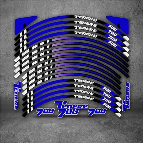 Pegatina para llanta Adhesivos Reflectantes para Llantas De Motocicleta para Yamaha Tenere700 Tenere 700 18 Y 21 Pulgadas. Kit Adhesivos Impermeables Moto Llantas Calcomanía Kit(Color 5)