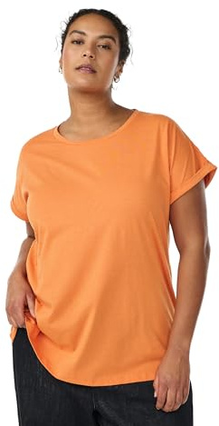Zizzi Damen T-Shirt Große Größen Baumwolle Rundhalsausschnitt Größe Gr L Dusty Orange