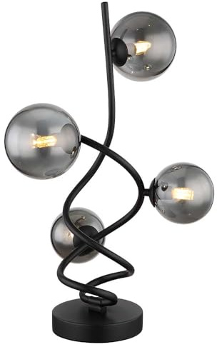 LED Tischlampe Rauchglas Wohnzimmerlampe Tischleuchte schwarz Nachttischlampe 4 flammig, 4x 3,5W 4x 350lm warmweiß, DxH 28 x 52
