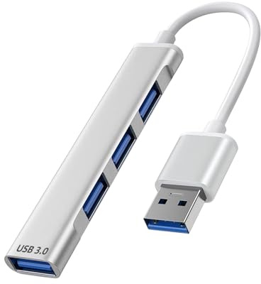 TAKUZA 4-Port USB Verteiler 3.0, 5Gbps USB Splitter für PC & Laptop | Aluminium USB Hub 3.0 (1x 3.0, 3x 2.0) mit TPE-Kabel. Plug & Play USB Mehrfachstecker für Mac, PS4, Xbox, Maus & Tastatur.