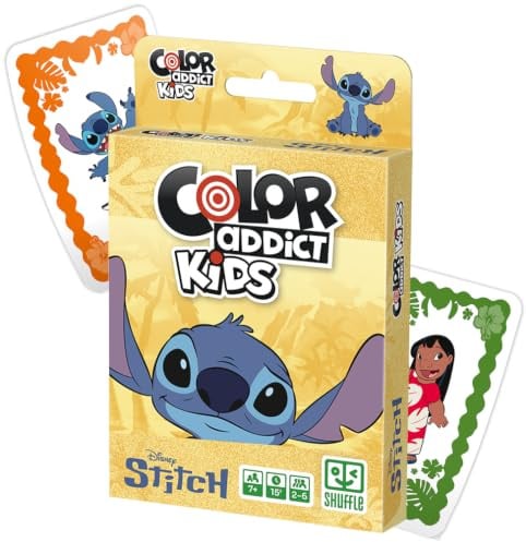 Shuffle - Color Addict Kids - Disney Stitch (2 bis 4 Personen) | schnelles Kartenspiel, Konzentration und Reaktion sind gefragt (Bilder und Farben kombinieren)