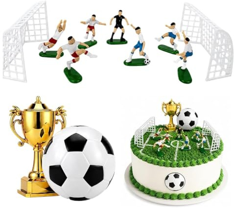 3 PCS Football Cake Topper, Footballs Cake Toppers for Boys, Football Themed Birthday Parties, School Sports Events, DIY Cakes Decorating Projects,
