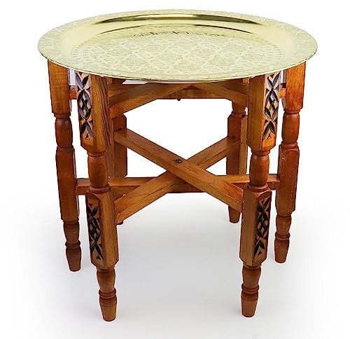 Saharashop Orientalischer Teetisch Tefor Holz Ø 60 cm Gold