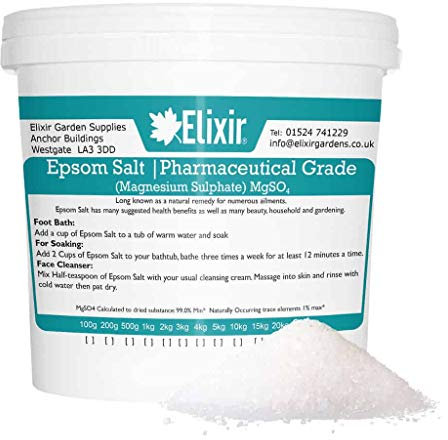 Elixir Gardens Epsom Salt Pharmaceutical Grade Magnesium Sulphate Various Sizes 500g-25kg | Tub 25kg