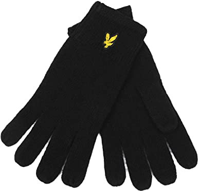 Lyle & Scott Handschuhe für Herren und Damen schwarz - Racked rib gloves Casual, warme Wollhandschuhe, Fäustlinge