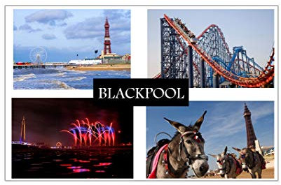 Blackpool - Postcard-Style Design - 7cm x 4.5cm - Novelty Tourism Fridge Magnet.