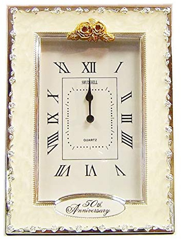 Happy 50th Golden Wedding Anniversary Quartz Table Clock Gift Present
