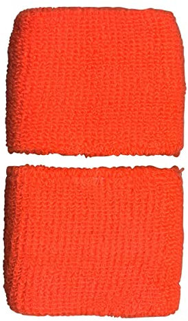 Freak Scene® Schweißband 2er Set einfarbig neon Pulswärmer°unifarben°uni°Frottee, Farbe: orange-neon Set