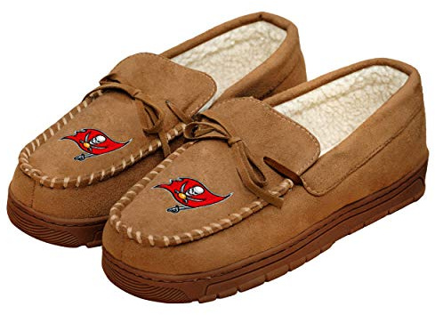FOCO Tampa Bay Buccaneers NFL Mens Team Logo Moccasin Slippers - XL