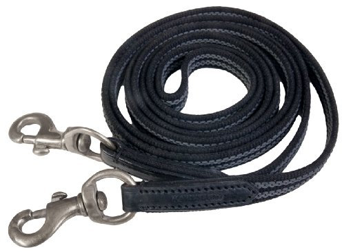 Karlslund Zügel Woven Rubber Reins Chrome, Black/Gray, k381-bla-chr