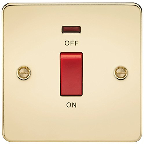 Knightsbridge FPAV8331NPB Flat Plate 45A 1G Dp Switch with Neon-Polished Brass