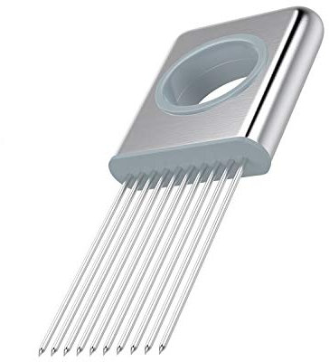 Best Utensils Onion Holder Slicer Vegetable Tools Stainless Steel Easy Onion Holder Slicing Guide Vegetable Tomato Lemon Meat Holder Slicer Tools Cutter, Cutting Kitchen Gadget, Silver