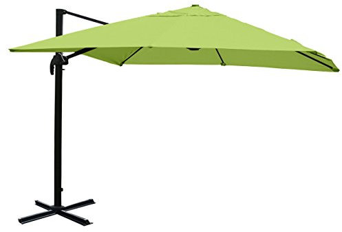 Mendler Gastronomie-Ampelschirm HWC-A96, 3x3m (Ø4,24m) Polyester Alu/Stahl 23kg drehbar - grün