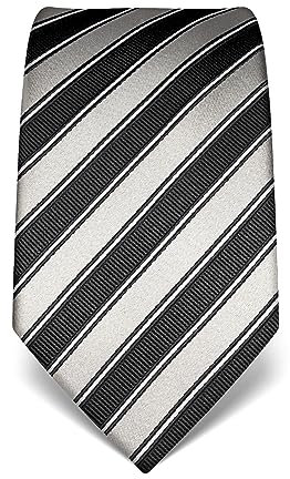 Vincenzo Boretti Herren Krawatte reine Seide gestreift edel Männer-Design zum Hemd mit Anzug für Business Hochzeit 8 cm schmal/breit grau