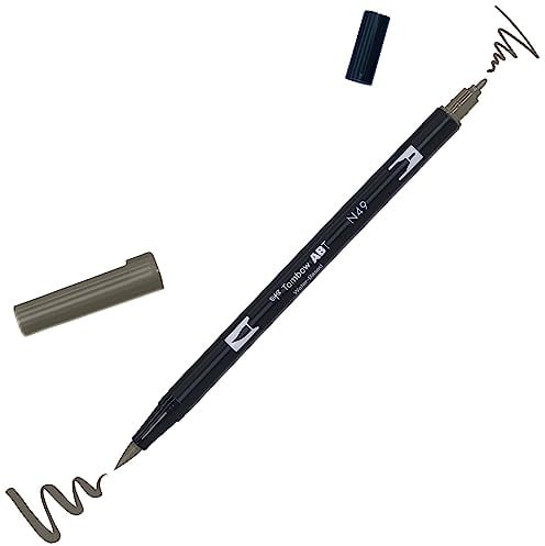Tombow ABT Dual Brush Pen, ABT-703, dual-tip pen, perfect for hand lettering and bullet journaling, water-soluble, warm gray 8