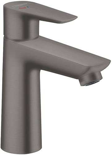 hansgrohe Wasserhahn Talis E CoolStart (wassersparende Armatur mit hohem Auslauf 110mm, Zugstangen- Ablauf), Brushed Black Chrome
