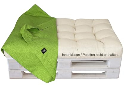 LILENO HOME Palettenkissen Bezug Apfelgrün - Ersatzbezug für Sitzteil 120 x | 80 x 16-20 cm - Polster Bezug für Europaletten - Palettenkissen Outdoor Hülle für Palettenmöbel
