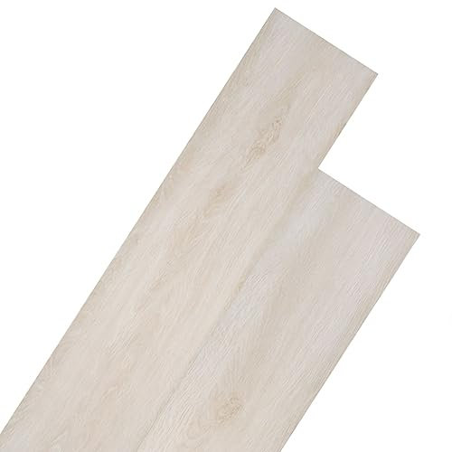 BIGTO Non Self-Adhesive PVC Flooring Planks, 5.26 ㎡ 2 mm Oak Classic White
