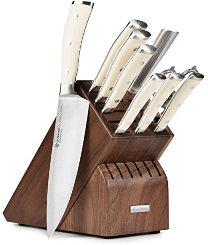Wusthof Classic Ikon Creme Messerset 10-teilig mit Walnussblock