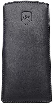 ALLEN & MATE Brillenetui aus 100% Leder – Schlanke Tasche für Lesebrillen, Brillen für Männer und Frauen mit Reinigungstuch