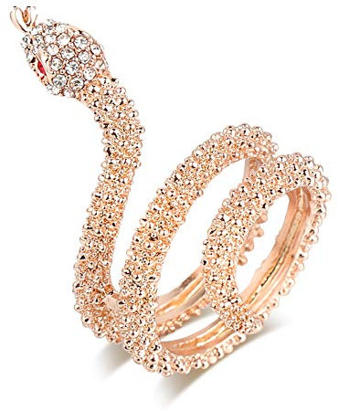 SALAN Joyería Animal Moda Rosa Oro Serpiente Anillos De Serpiente para Mujeres Metales Pesados Punk Rock Roca Anillo De Cristal Joyería Vintage