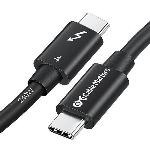 Cable Matters [Certifié Intel Câble Thunderbolt 4 40 Gbit/s de 1 m avec vidéo 8K et charge 240 W – 1 m – Rétrocompatible avec câble USB4 Thunderbolt 3 et USB C