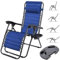 BAKAJI Chaise de Jardin de gravité zéro Fauteuil Relax Pliable Gain de Place avec Plateau tubulaires en Acier 22 mm inclinable Tissu en Texilene Respirant terrasse Piscine extérieure (Bleu)