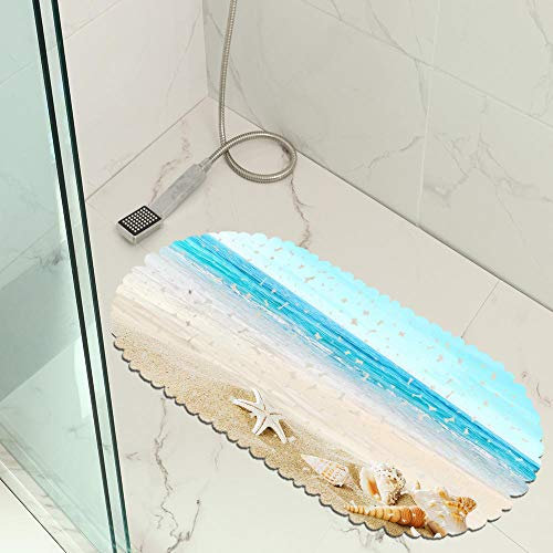 Jaeknxcg Badewanneneinlage rutschfest Badematten für Wanne Duschmatte mit Abflusslöchern Saugnäpfe Maschinenwaschbar 35X70CM Strand